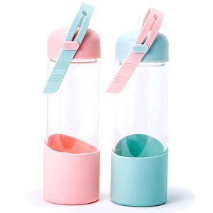Glass tumbler with Silicone protective sleeve